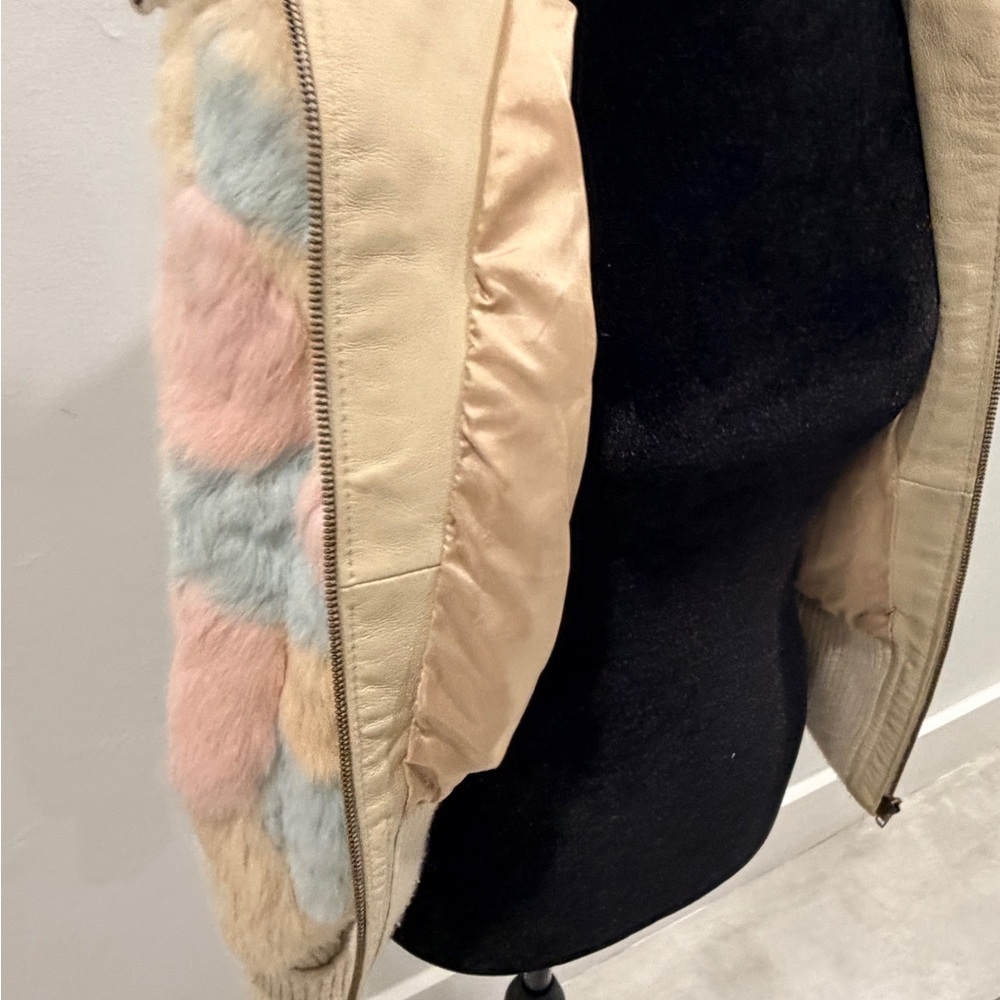 Colorful Teddy Jacket genuine, rabbit fur, multicolored coat - Picture 10 of 12
